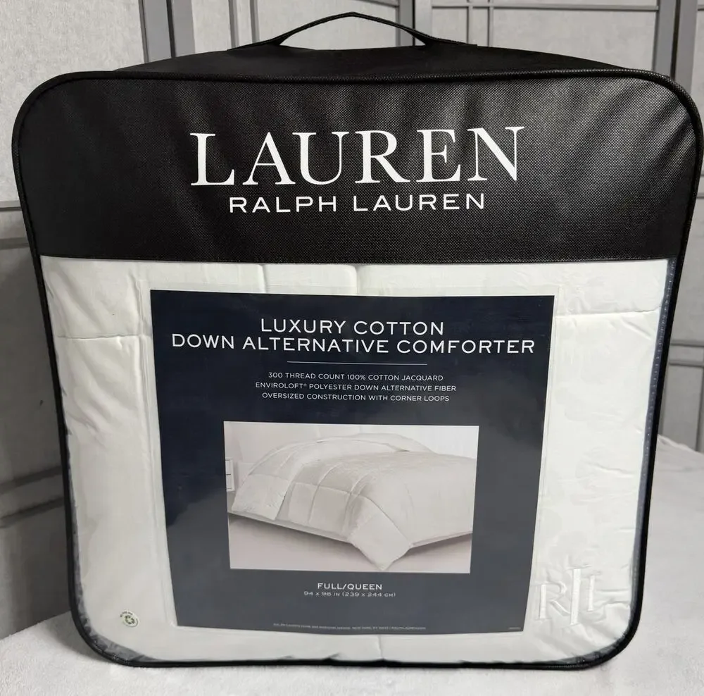 Ralph Lauren Jacquard Cotton 300 Thread Count Down Alternative Comforter - Queen